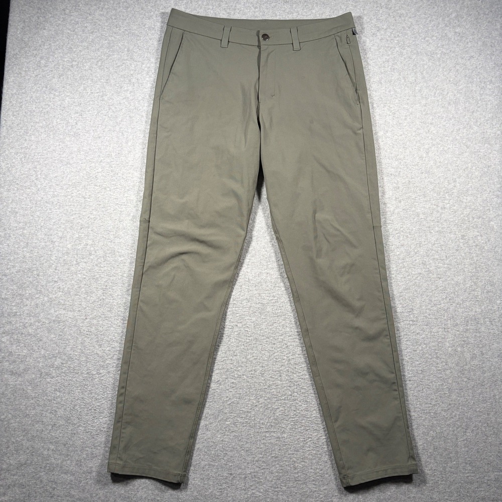Lululemon Commission Pant Men 34x31 Olive Green Slim Fit ABC Technology Chino